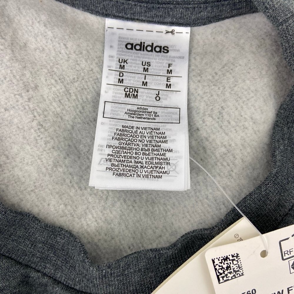 Adidas Gray 3 Stripe Crewneck Sweatshirt M - Picture 4 of 6